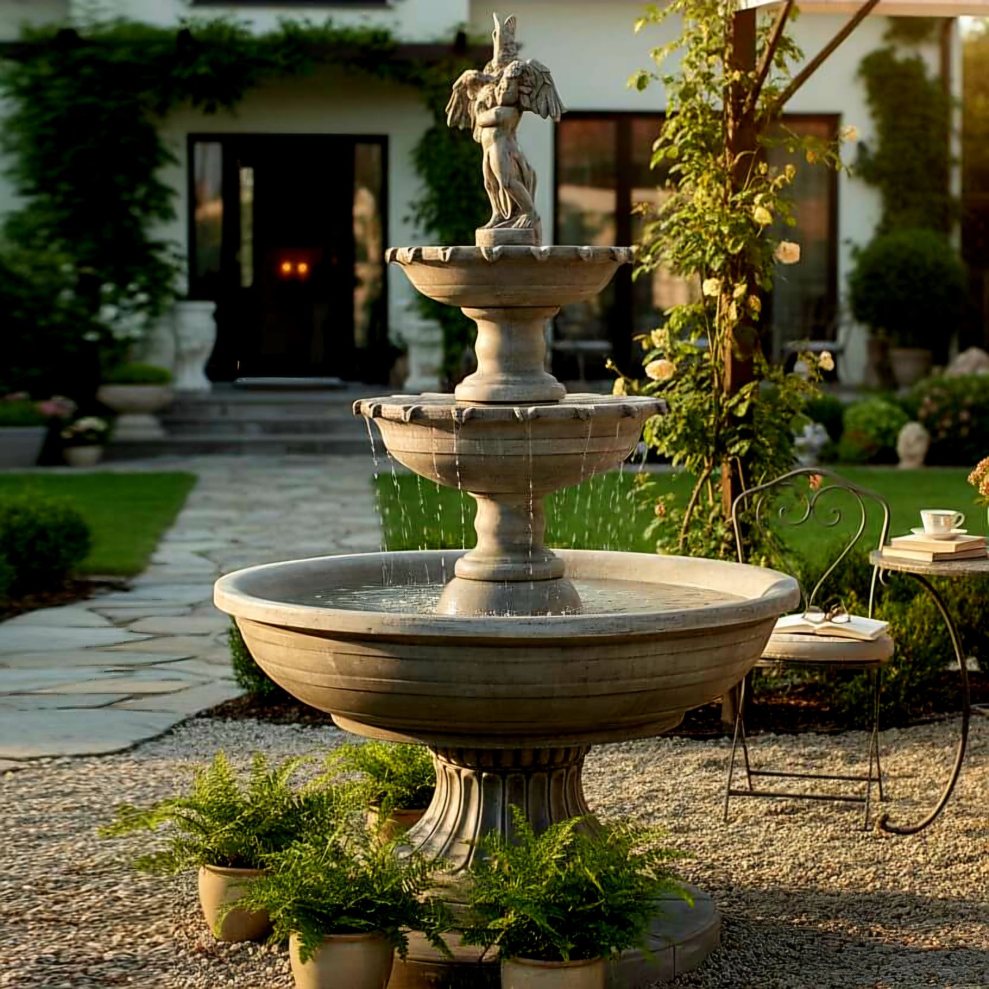 Springbrunnen Almeria Junge mit Vogel