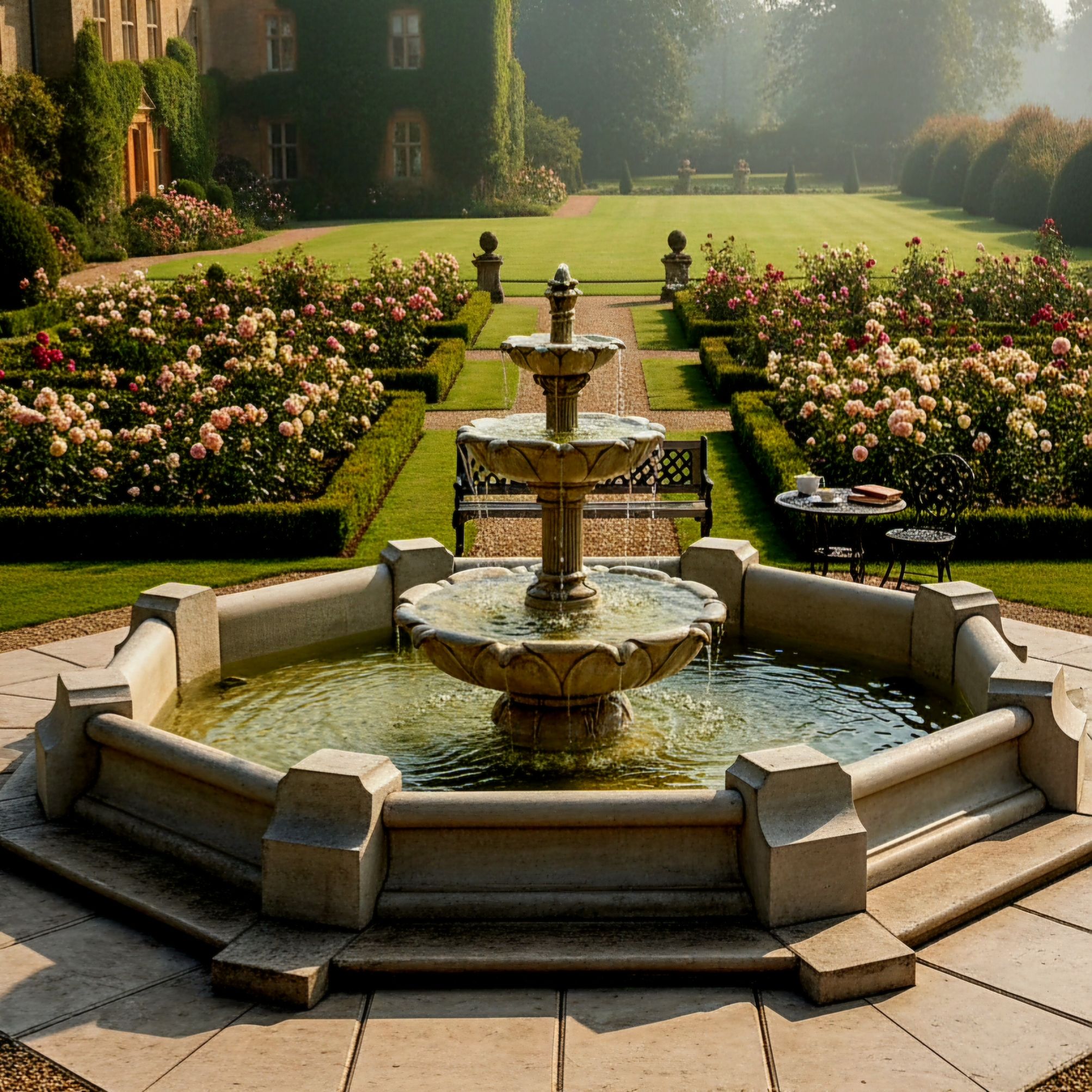 Set Springbrunnen Lotusblume + Brunnenbecken Classico