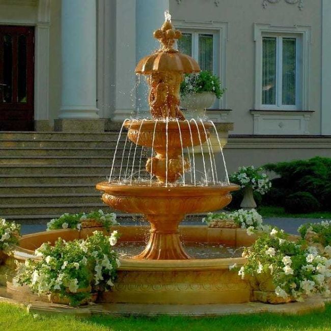 Springbrunnen Gemelli mit Brunnenbecken Marino Groß