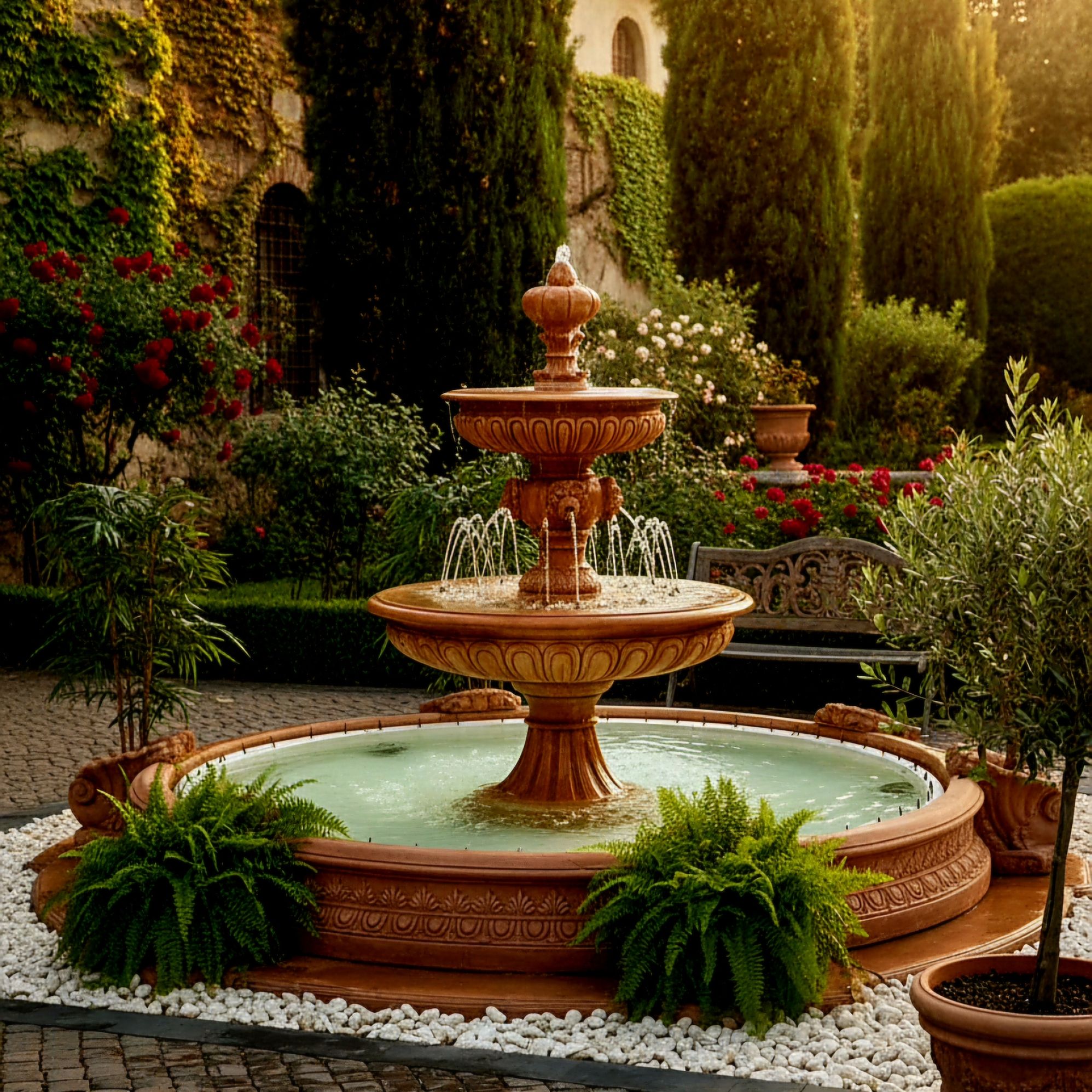 Set Springbrunnen Groß Fiore + Brunnenbecken Marino Groß