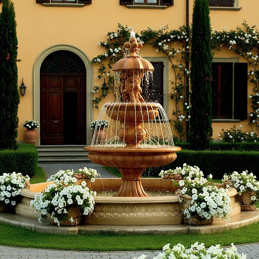 Set Springbrunnen Gemelli + Brunnenbecken Marino Groß