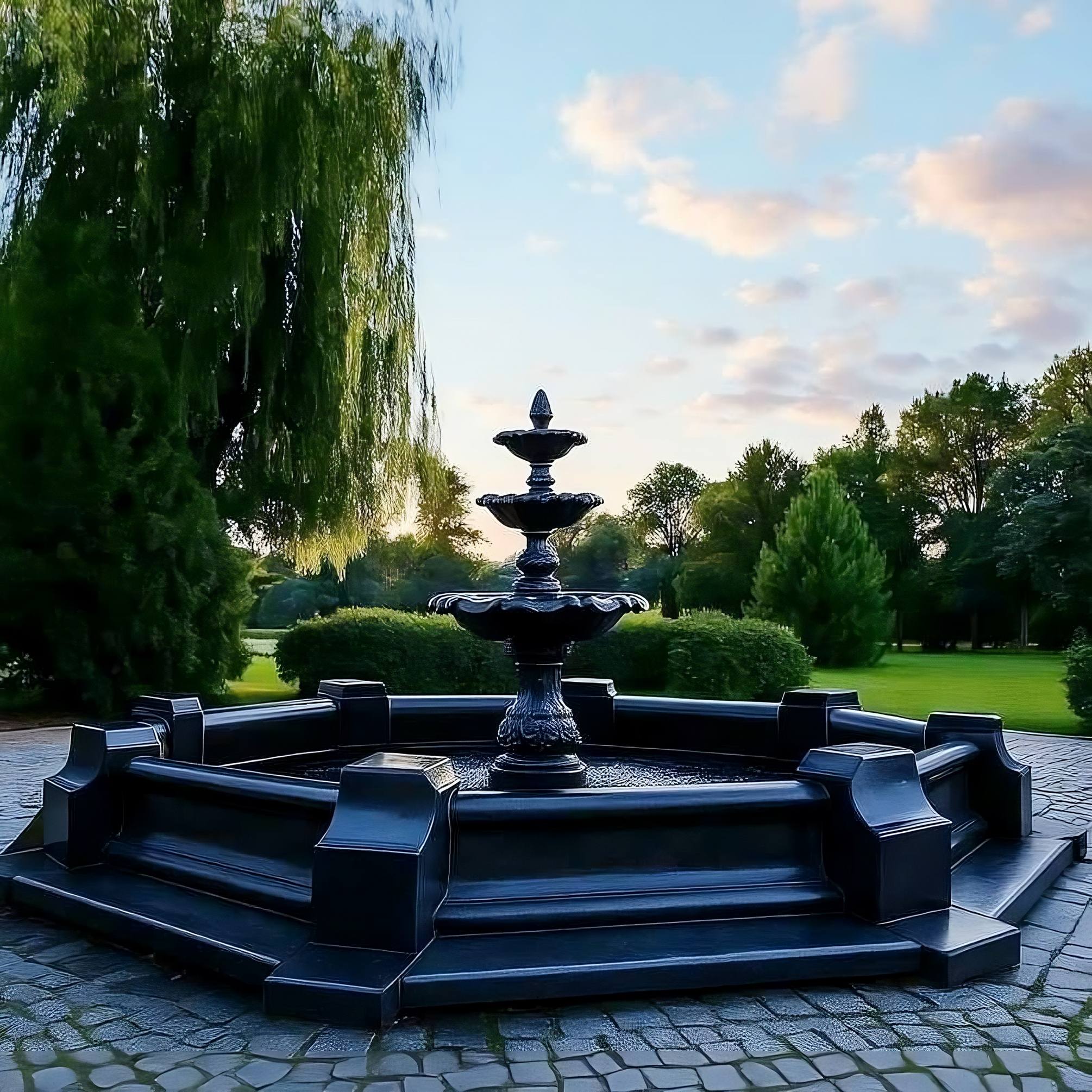 Set Springbrunnen dreistufig mit Zapfen + Brunnenbecken Classico