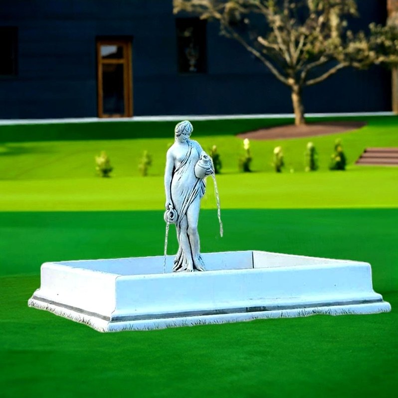 Set Springbrunnen Figur Frau mit Krügen + Quadratisches Brunnenbecken + Zubehör
