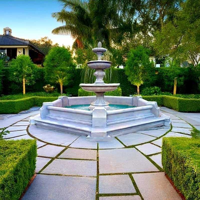 Set Springbrunnen Groß + Brunnenbecken Classico Hexagon