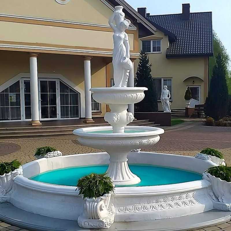Set Springbrunnen Groß Mädchen mit Krügen + Brunnenbecken Marino Groß