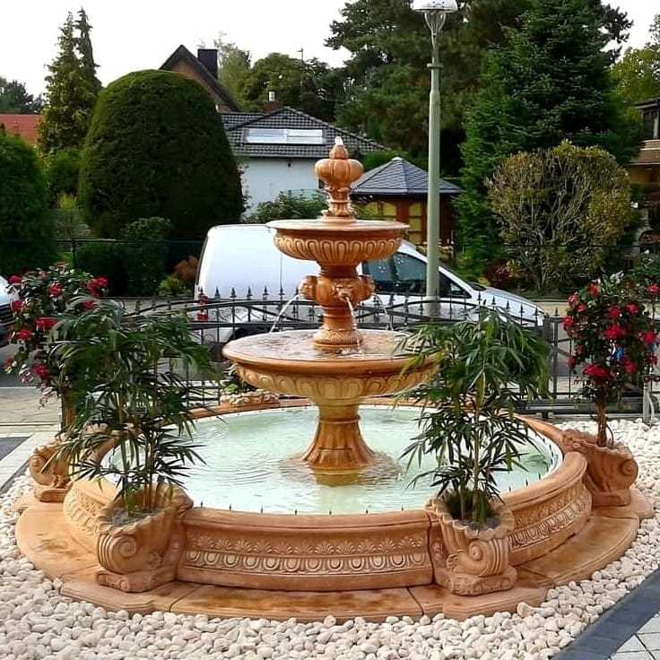 Set Springbrunnen Große Fiore + Brunnenbecken Marino