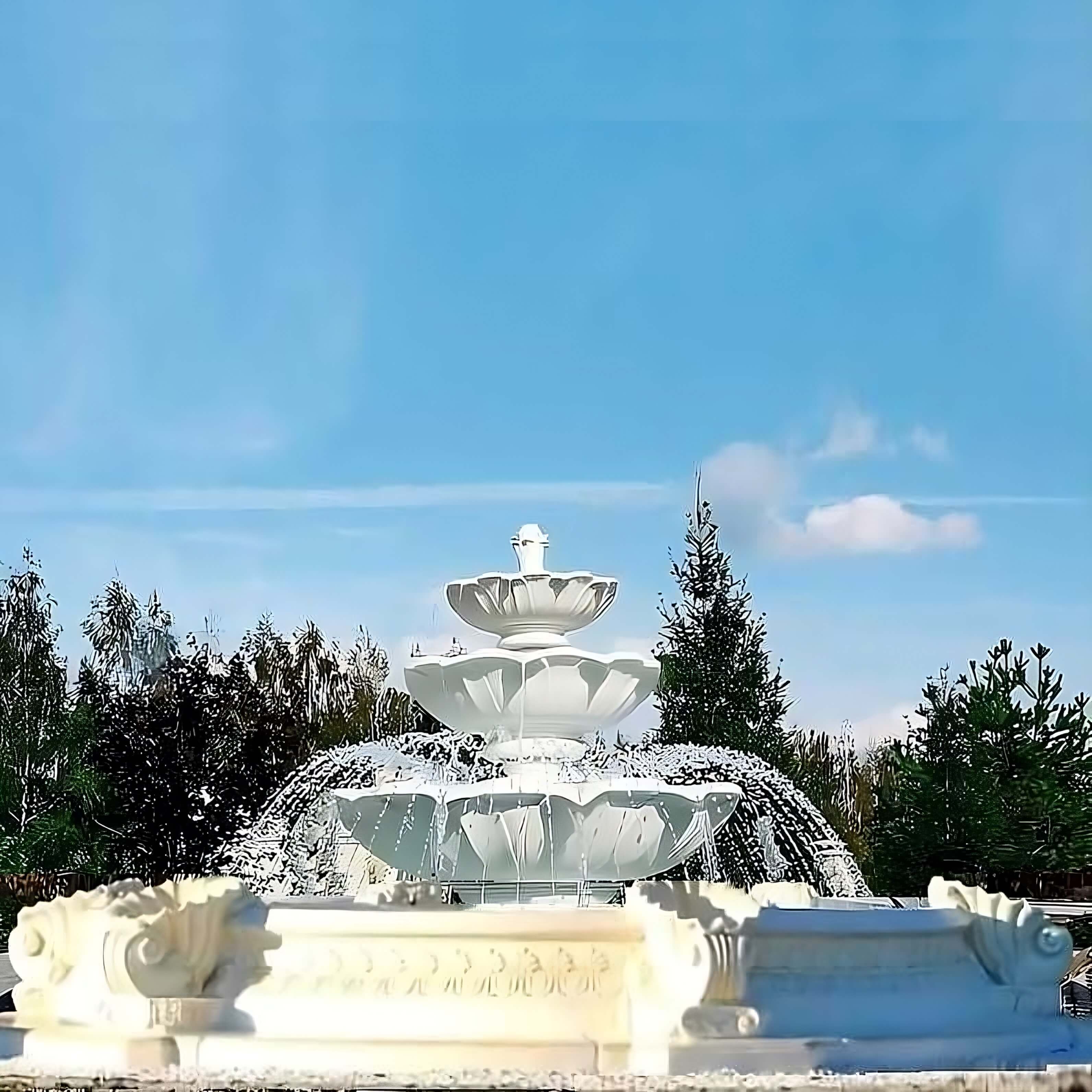 Set Springbrunnen Lotusblume + Brunnenbecken Marino Groß + Zubehör