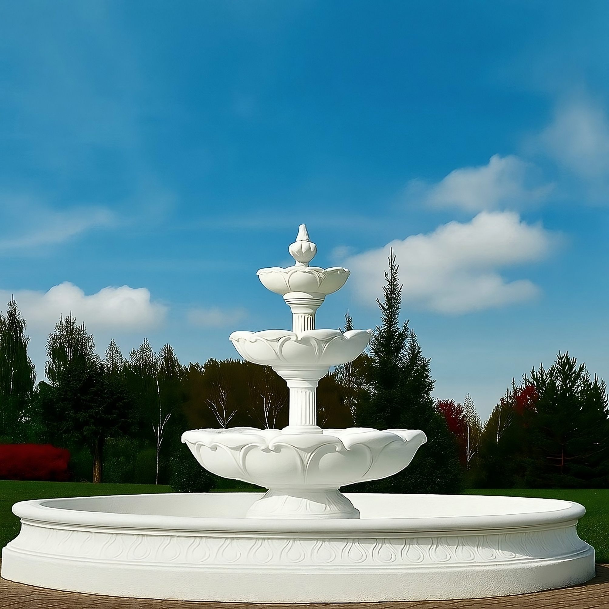 Set Springbrunnen Lotusblume Fiore + Brunnenbecken Marinello Groß