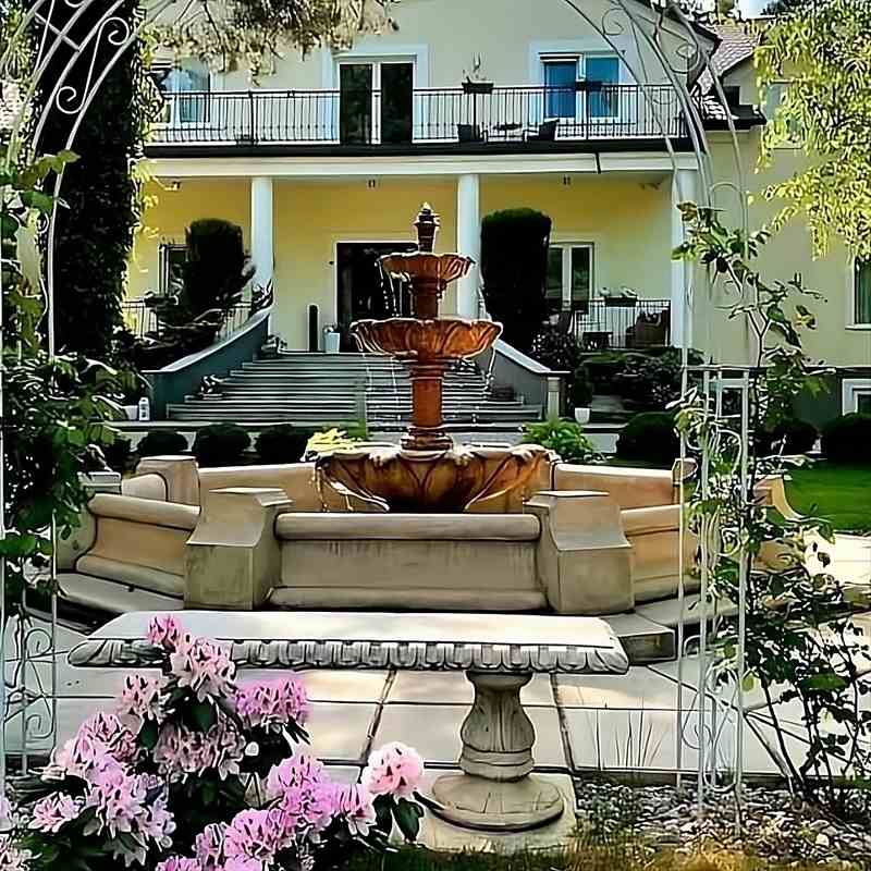 Springbrunnen Lotusblume mit Krug und Brunnenbecken Classico