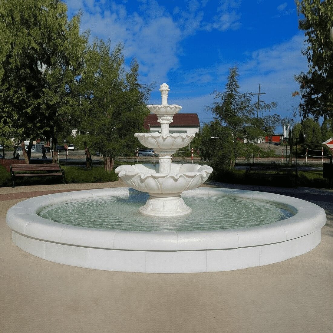 Set Springbrunnen Lotusblume + Brunnenbecken Groß + Zubehör