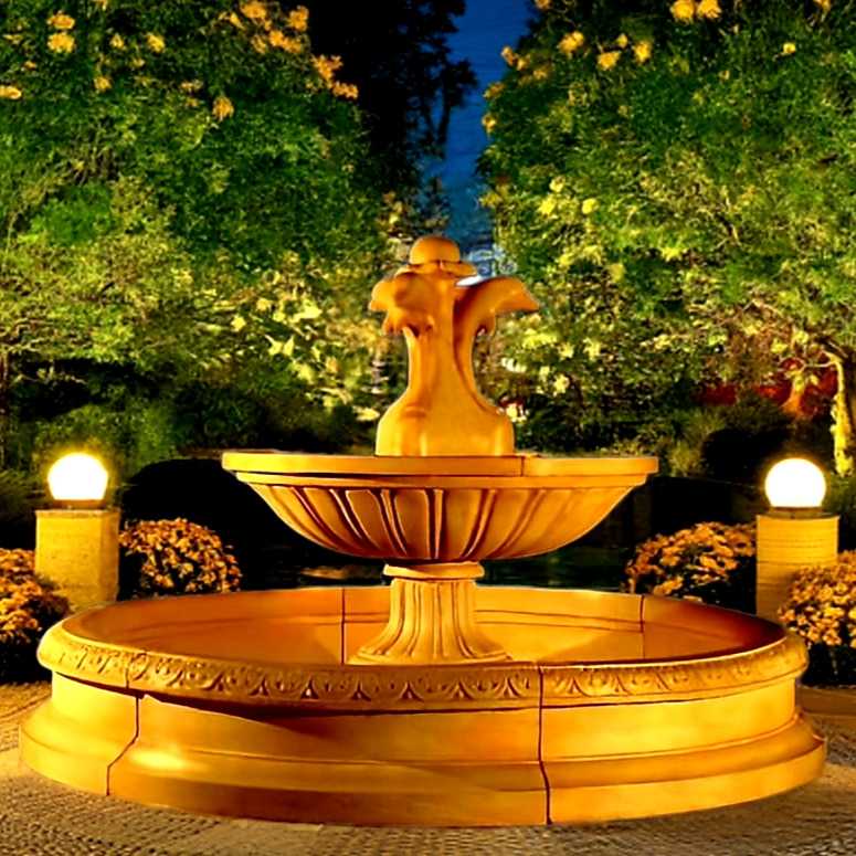 Set Springbrunnen mit Delfinen + Brunnenbecken Griechisch