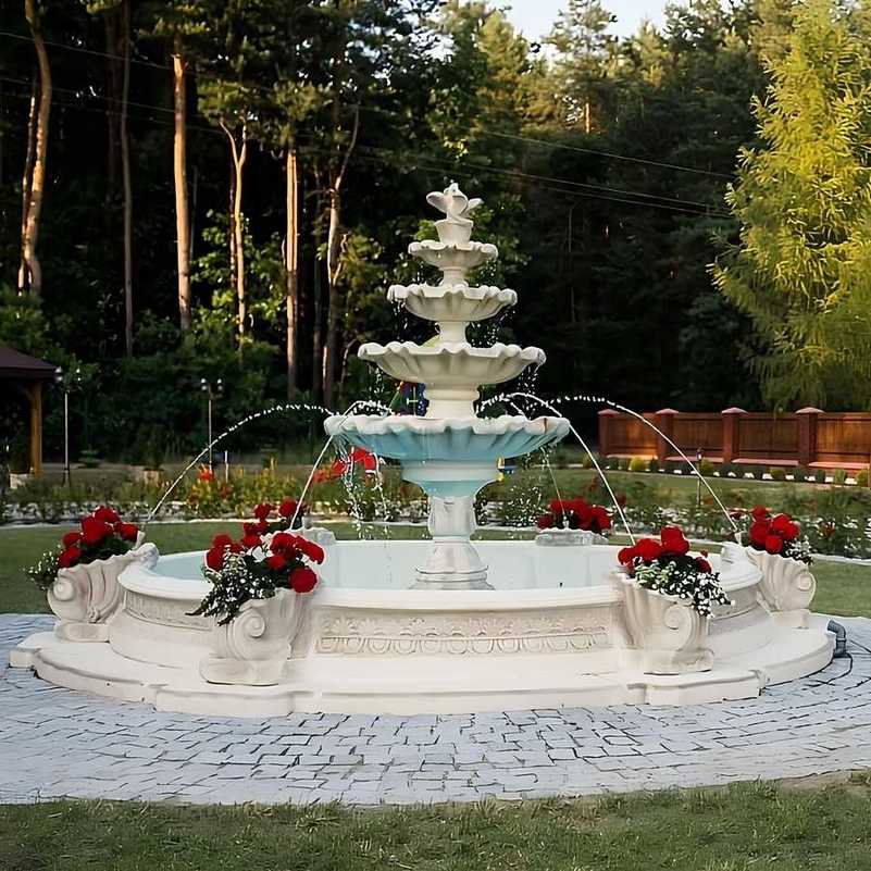 Set Springbrunnen mit Tauben + Brunnenbecken Marino