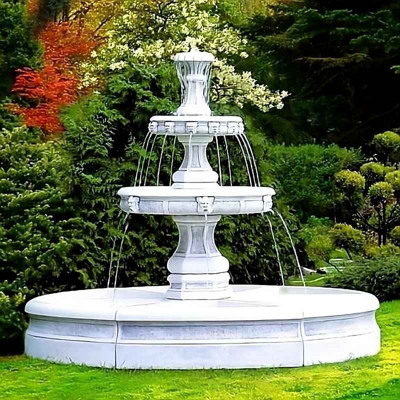 Set Springbrunnen Mittel Löwenköpfe + Brunnenbecken mit Boden + Zubehör