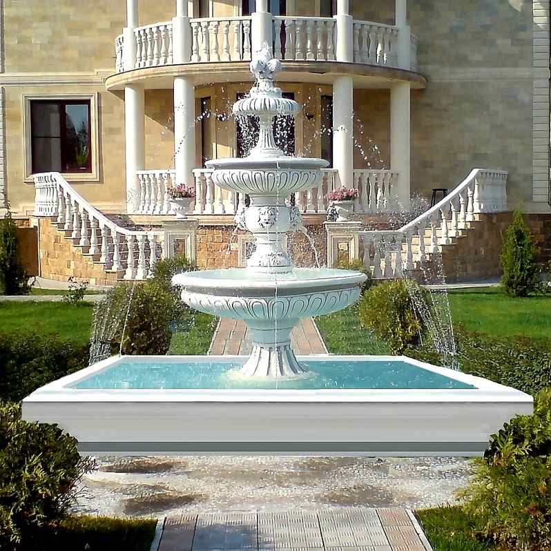 Set Springbrunnen Neptun + Brunnenbecken Quadratisch