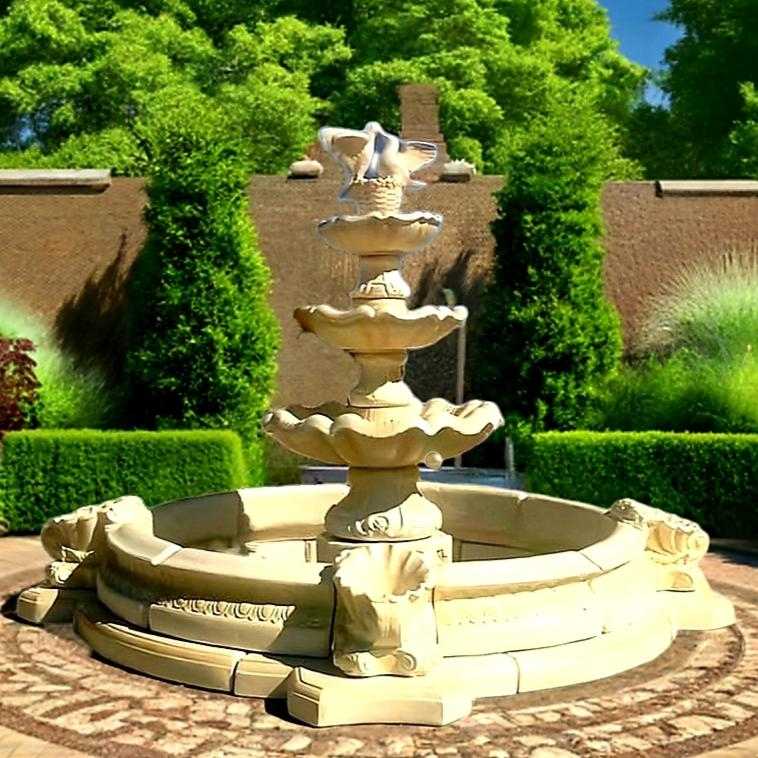 Set Springbrunnen Tivoli mit Tauben + Brunnenbecken Fiore