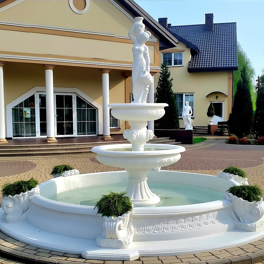 Set Springbrunnen Groß Mädchen mit Krügen + Brunnenbecken Marino + Zubehör