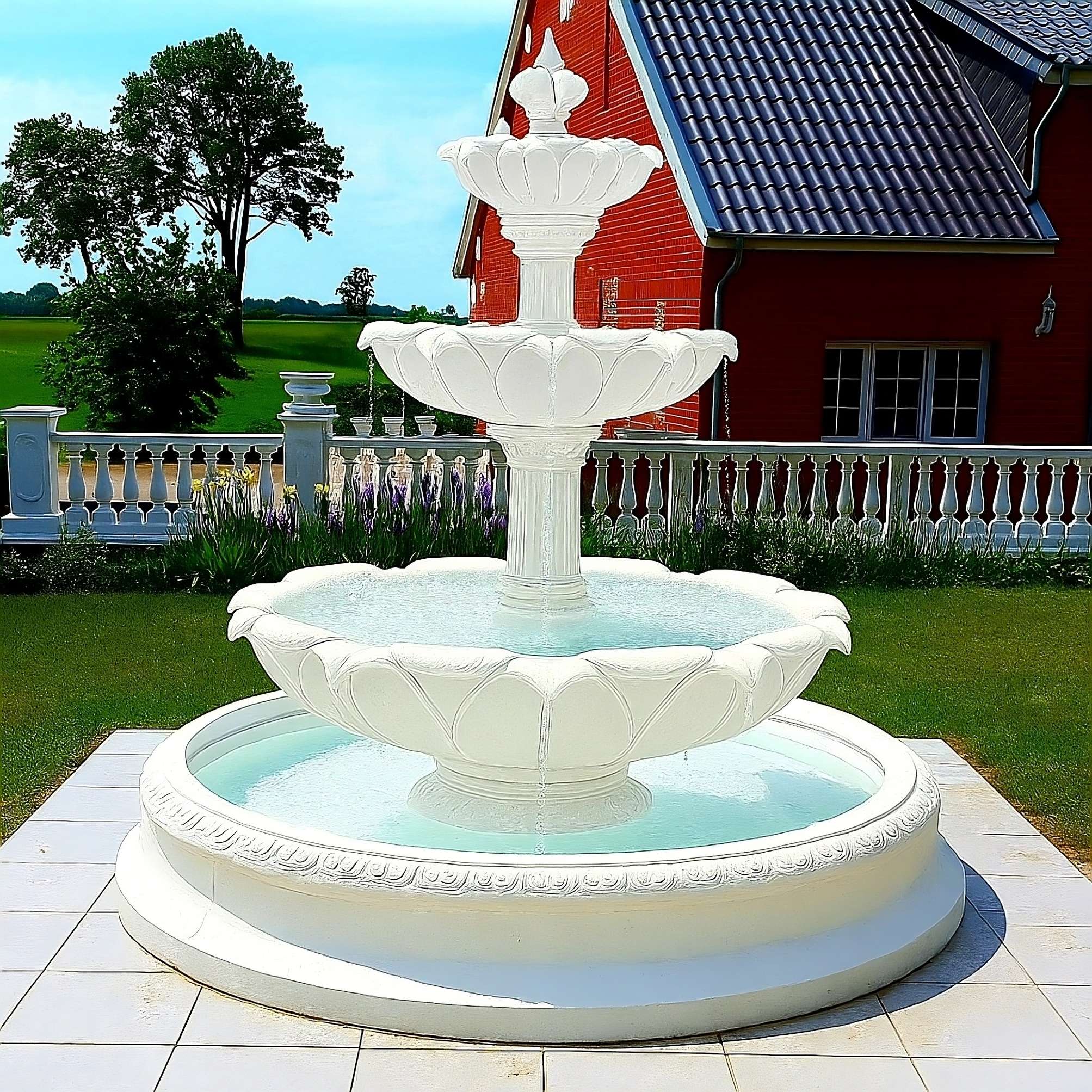 Set Springbrunnen Lotusblume + Brunnenbecken Griechische + Zubehör