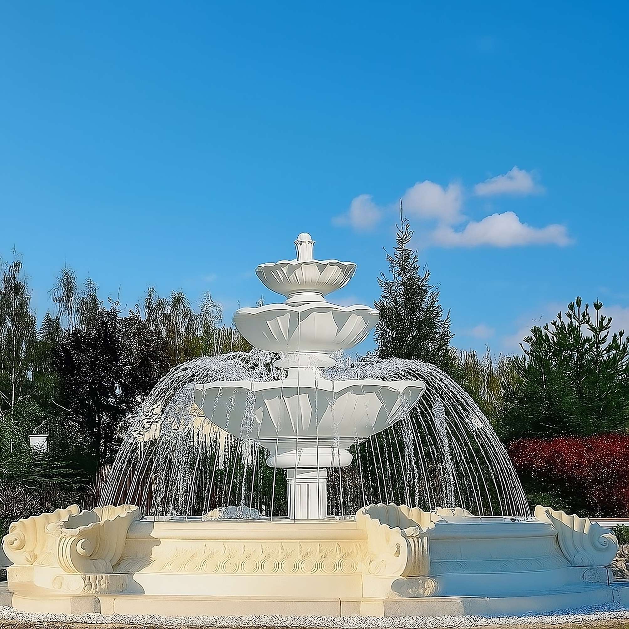 Set Springbrunnen Lotusblume + Brunnenbecken Marino