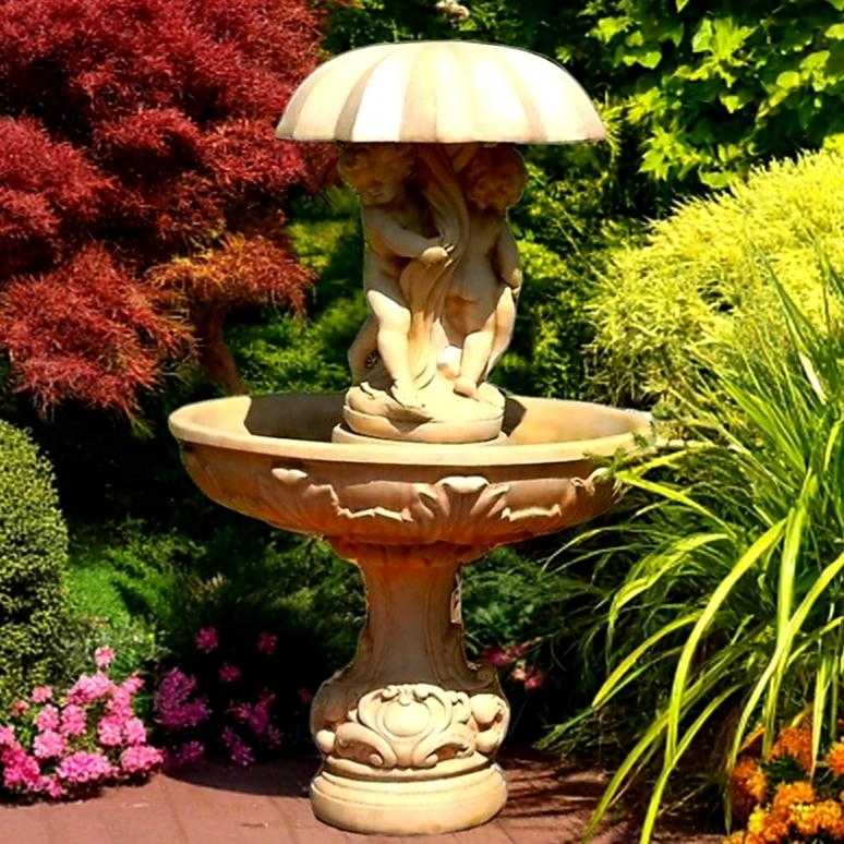 Springbrunnen mit Regenschirm