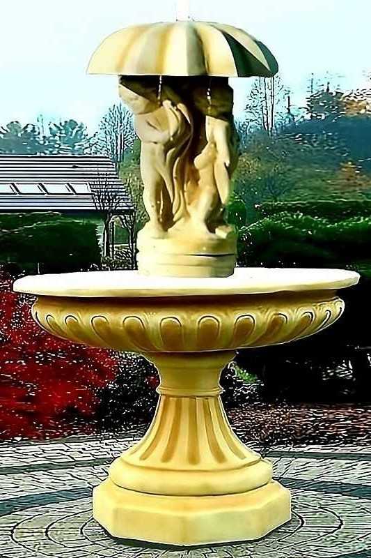 Springbrunnen Neptun mit Regenschirm 2