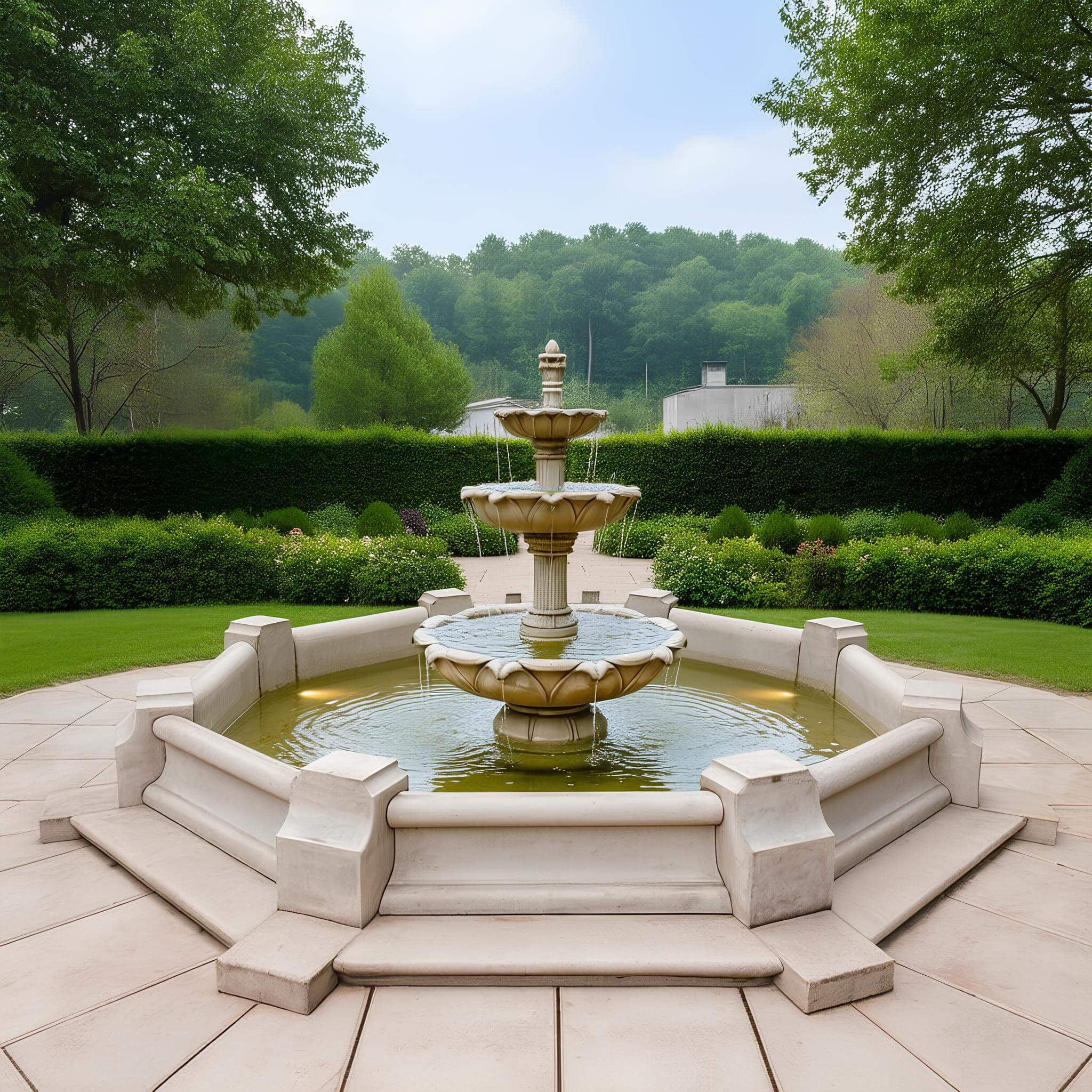 Set Springbrunnen Lotusblume + Brunnenbecken Classico + Zubehör