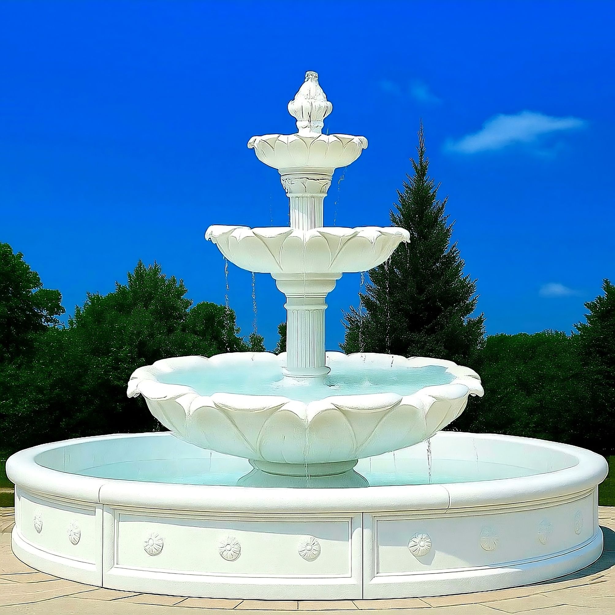 Set Springbrunnen Lotusblume Fiore + Brunnenbecken Blume