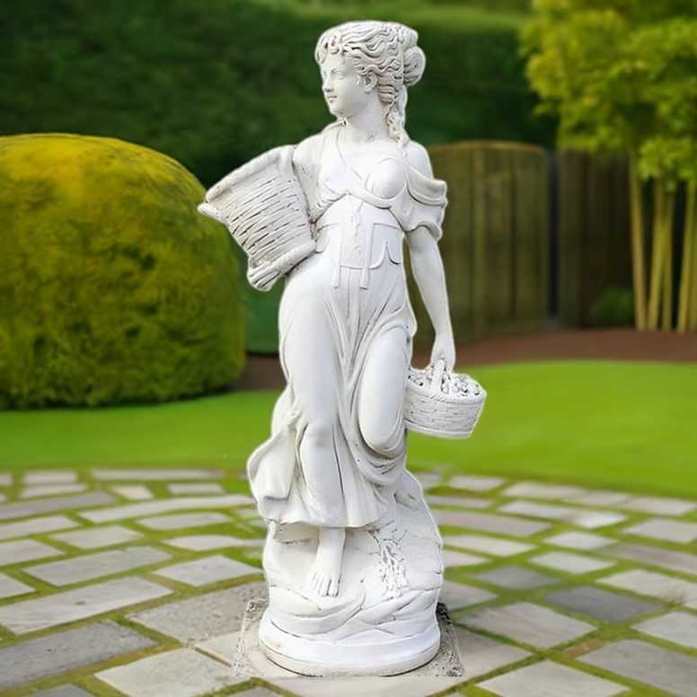 Steinfigur Frau mit zwei Körben groß
